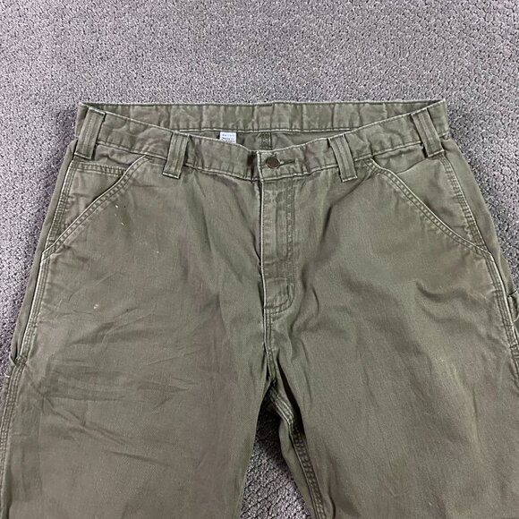 Carhartt B324 ARG Pants Men's 38 x 30 Fits 37.5 x 29 Green Canvas Carpenter - Picture 2 of 16